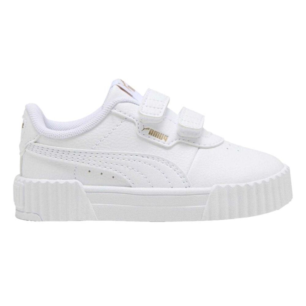 Puma Childrens/Kids Carina 3.0 Leather Platform Shoes / White/Gold